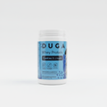 Envase de proteína DUGA Cookies & Cream de 1 kg sobre fondo blanco